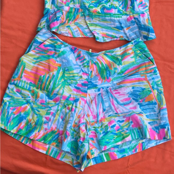 Lilly Pulitzer Linnea Salt and Sea Multicolored Crop Top and Short Set Size 0 - Picture 9 of 16